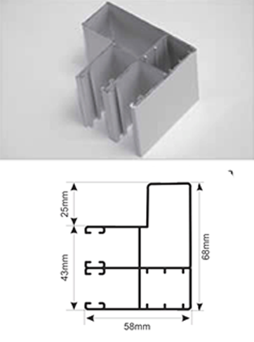 Ravna dupla 56x43mm sa dodatkom  25mm	 Aluroll