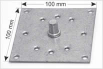 Nosač 100x100mm sa osovinicom za lager Ø28mm	  Aluroll